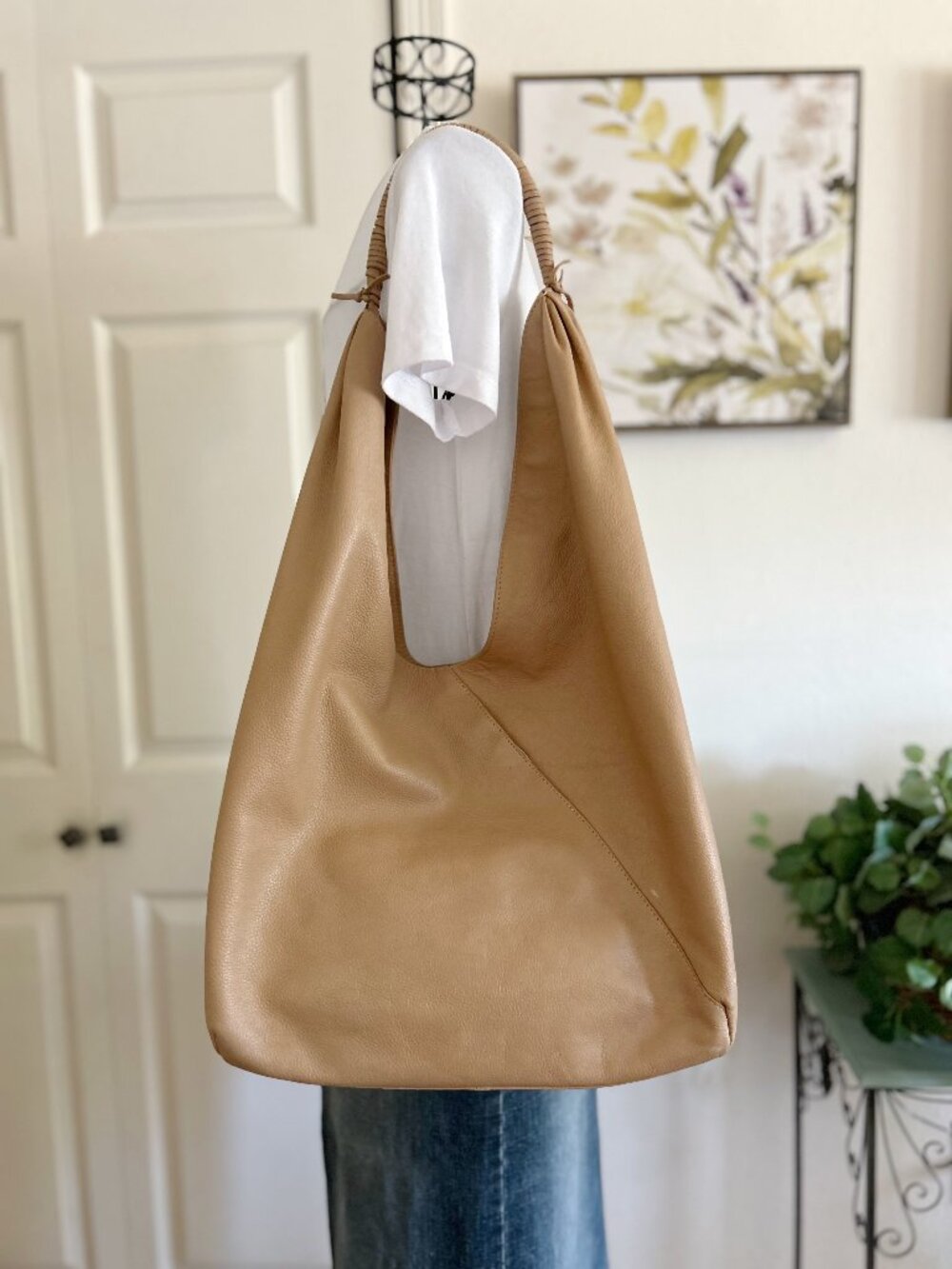 Lucky Brand Camel Leather Shoulder Hobo Bag
